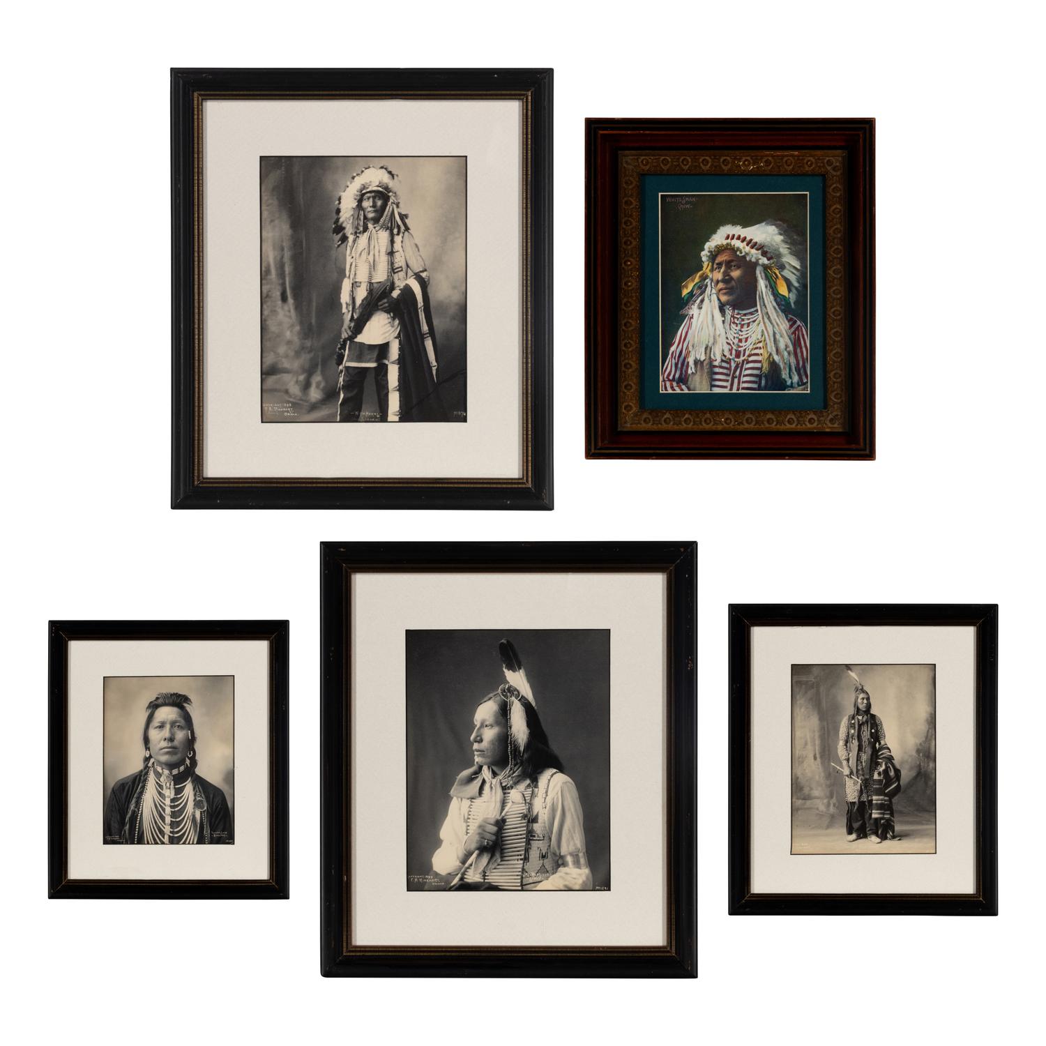 Rinehart, Frank (1861-1928). A group of 5 photographs and prints of Native American subjects.