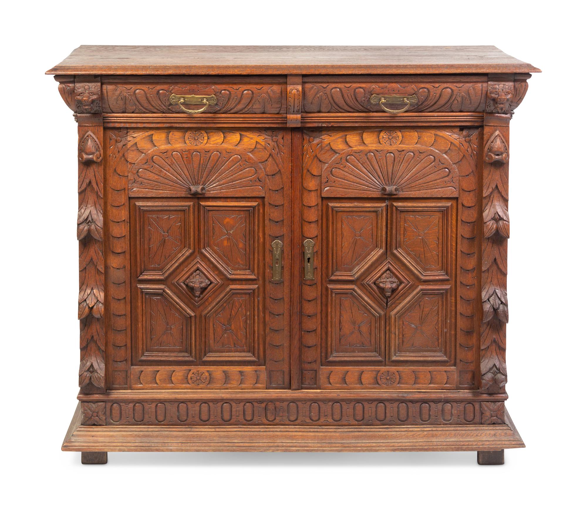 A Renaissance Revival Carved Oak Cabinet