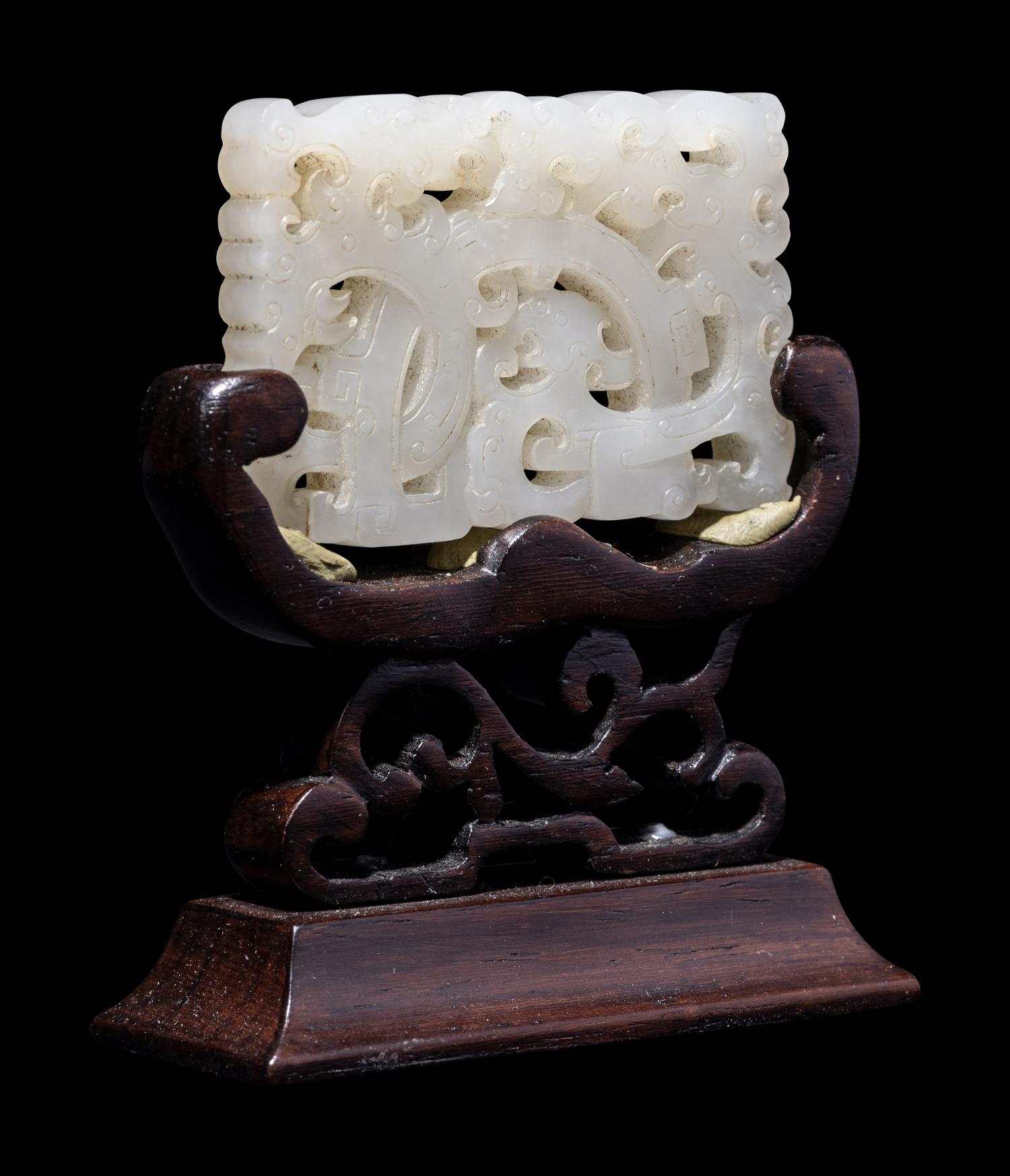 A Chinese White Jade 'Dragon' Plaque