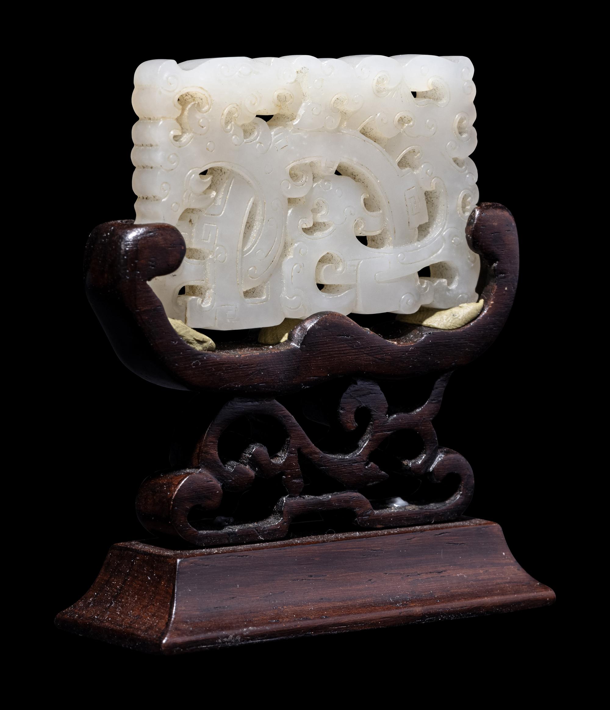 A Chinese White Jade 'Dragon' Plaque