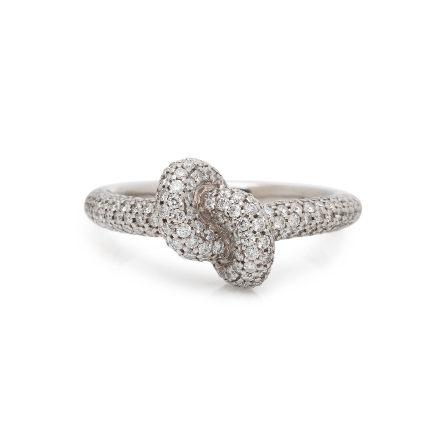 ENGELBERT, WHITE GOLD AND DIAMOND KNOT RING