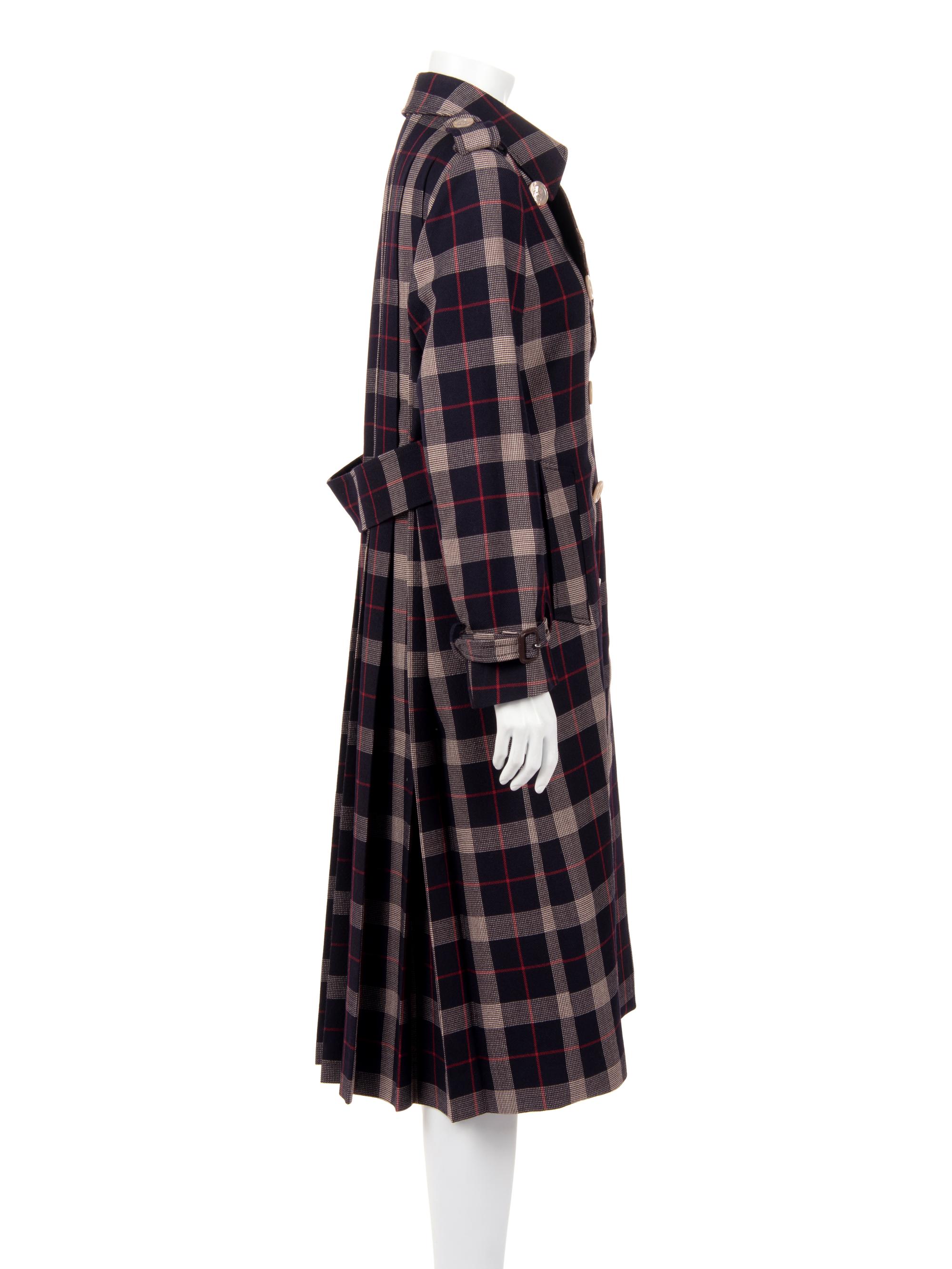 Gucci Wool Plaid Trench Coat