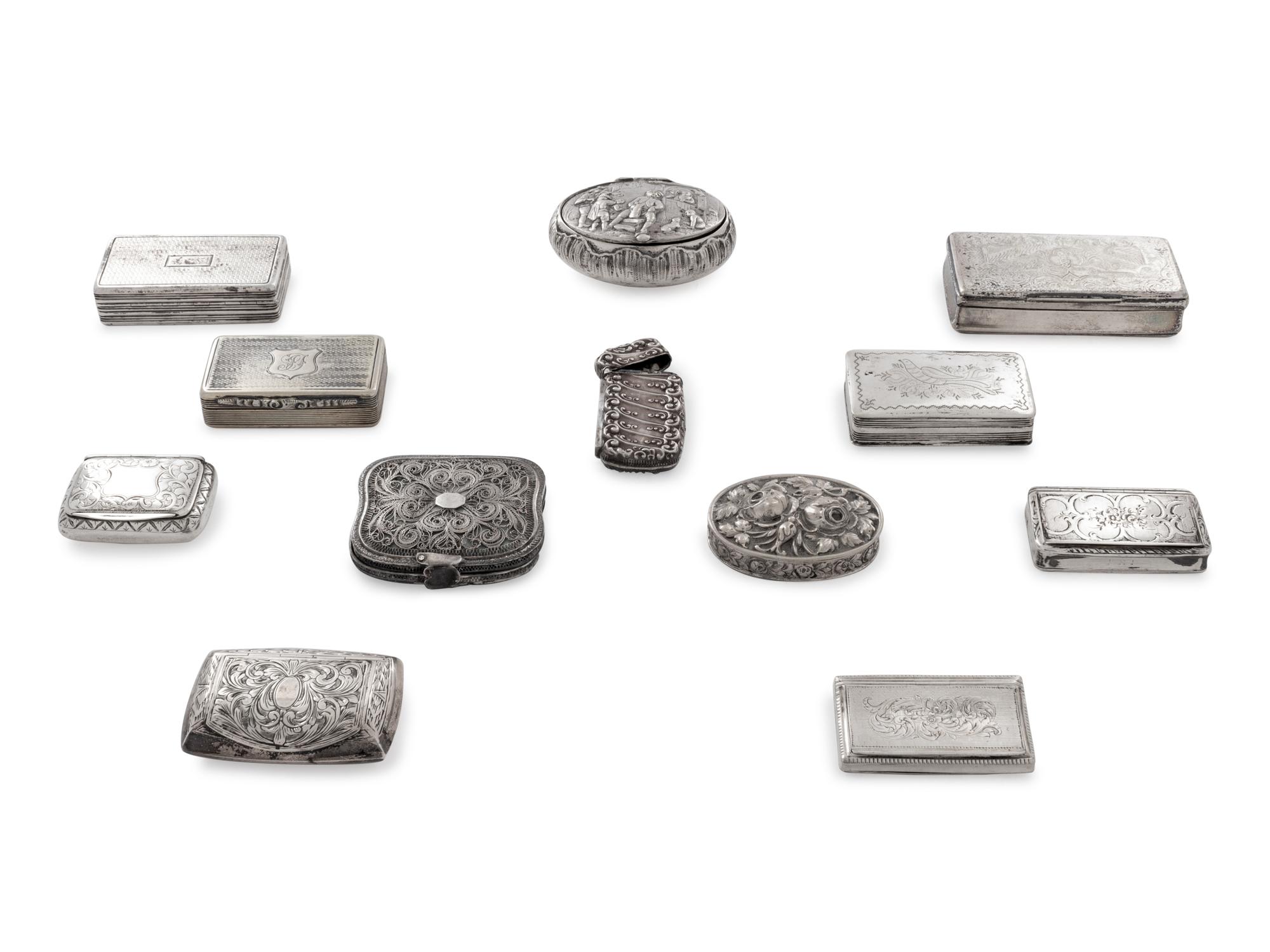 Ten English and Continental Silver Snuff Boxes