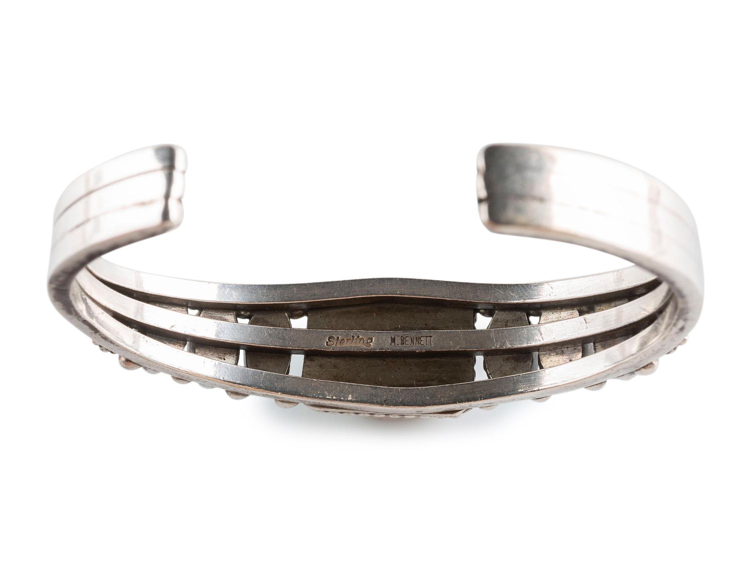 A Navajo Silver and Turquoise Link Concha Belt AND Cuff Bracelet
