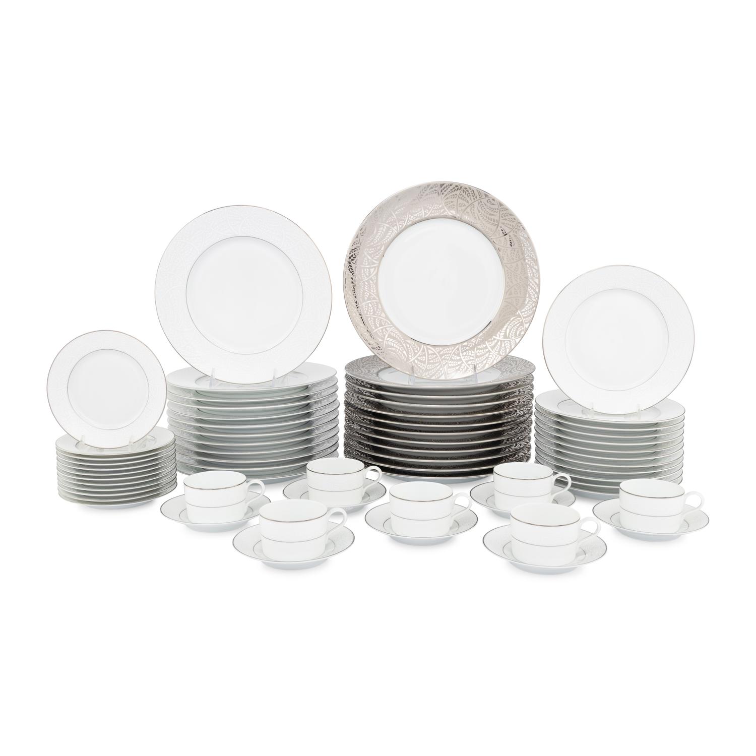 A Lalique Damasse Porcelain Dinner Service
