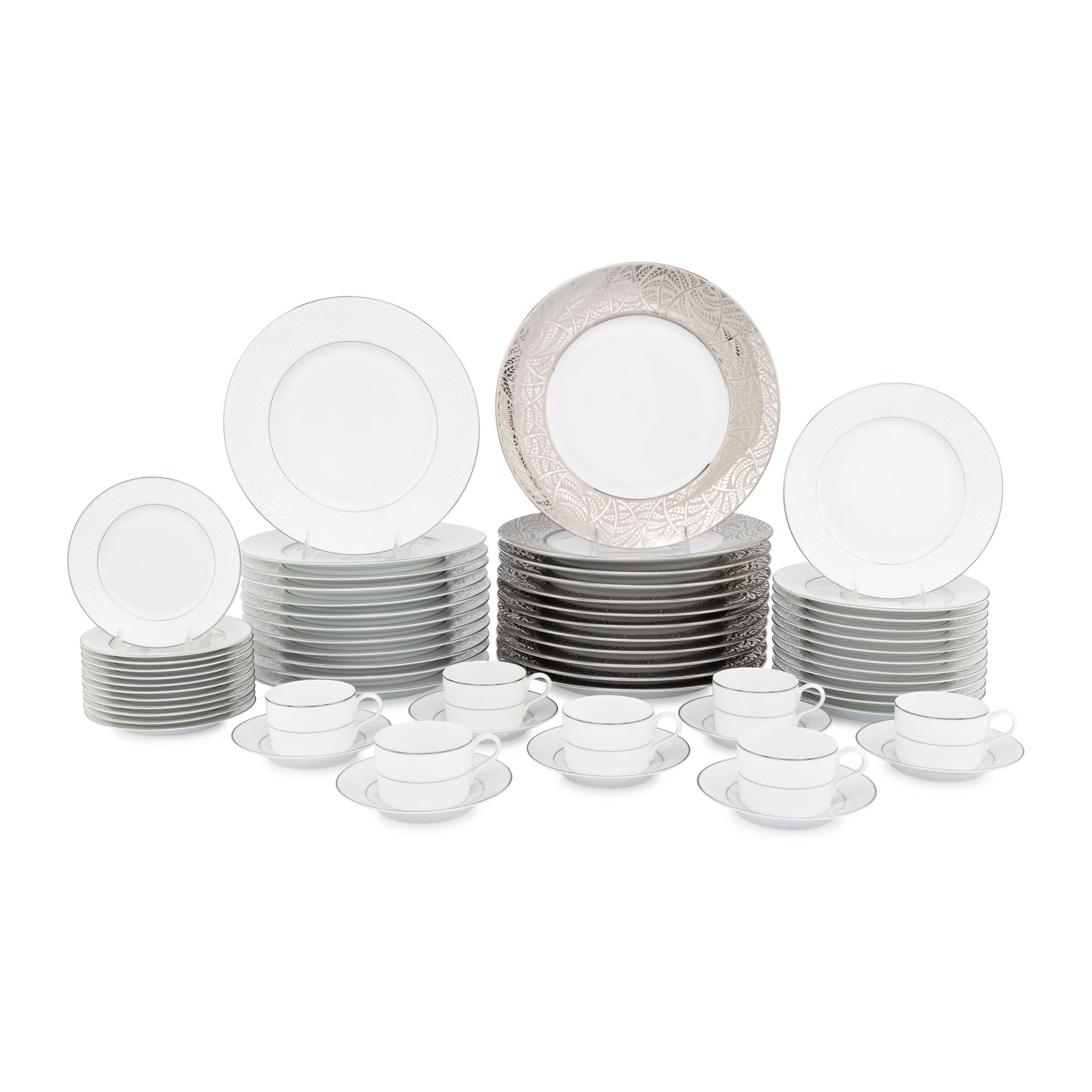 A Lalique Damasse Porcelain Dinner Service