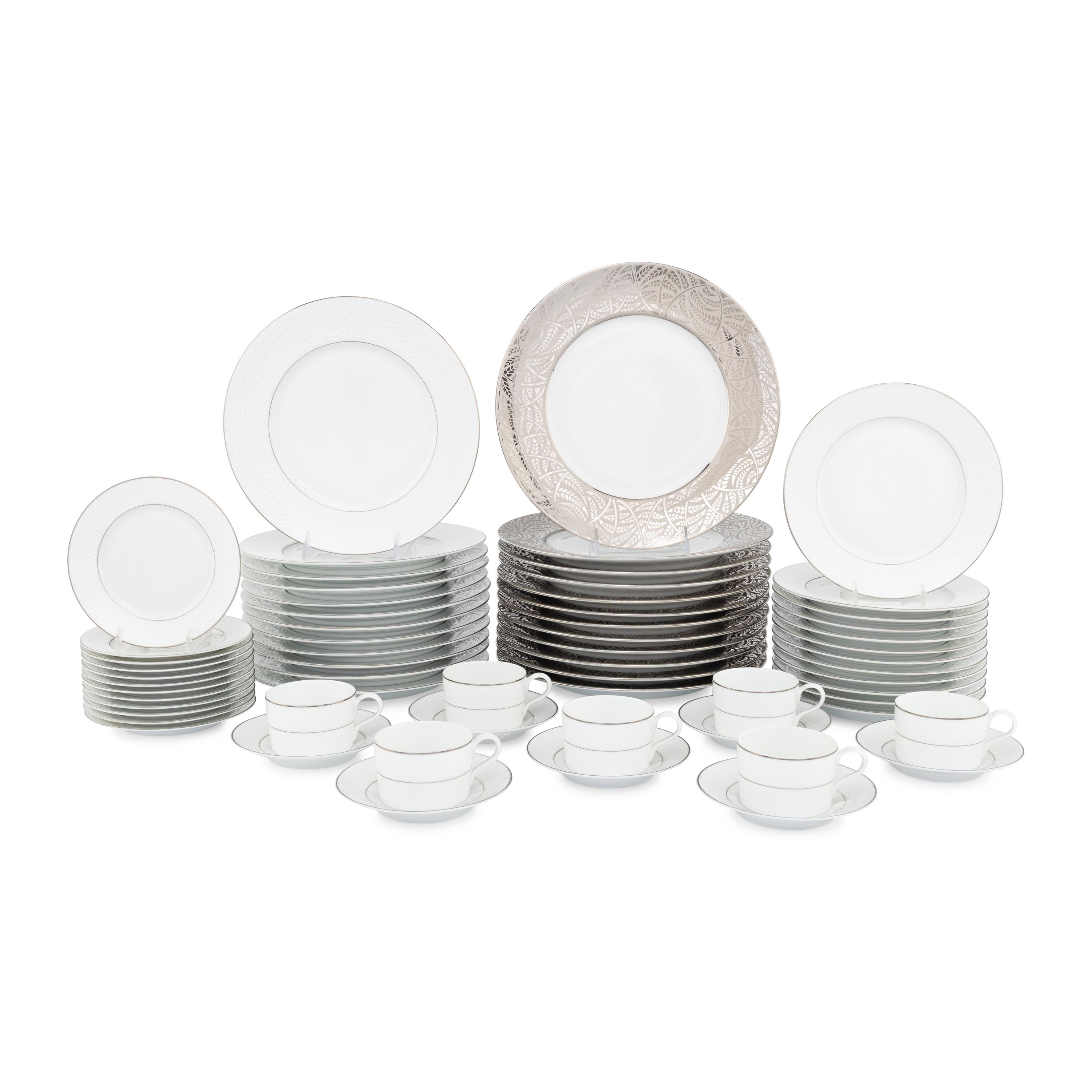A Lalique Damasse Porcelain Dinner Service