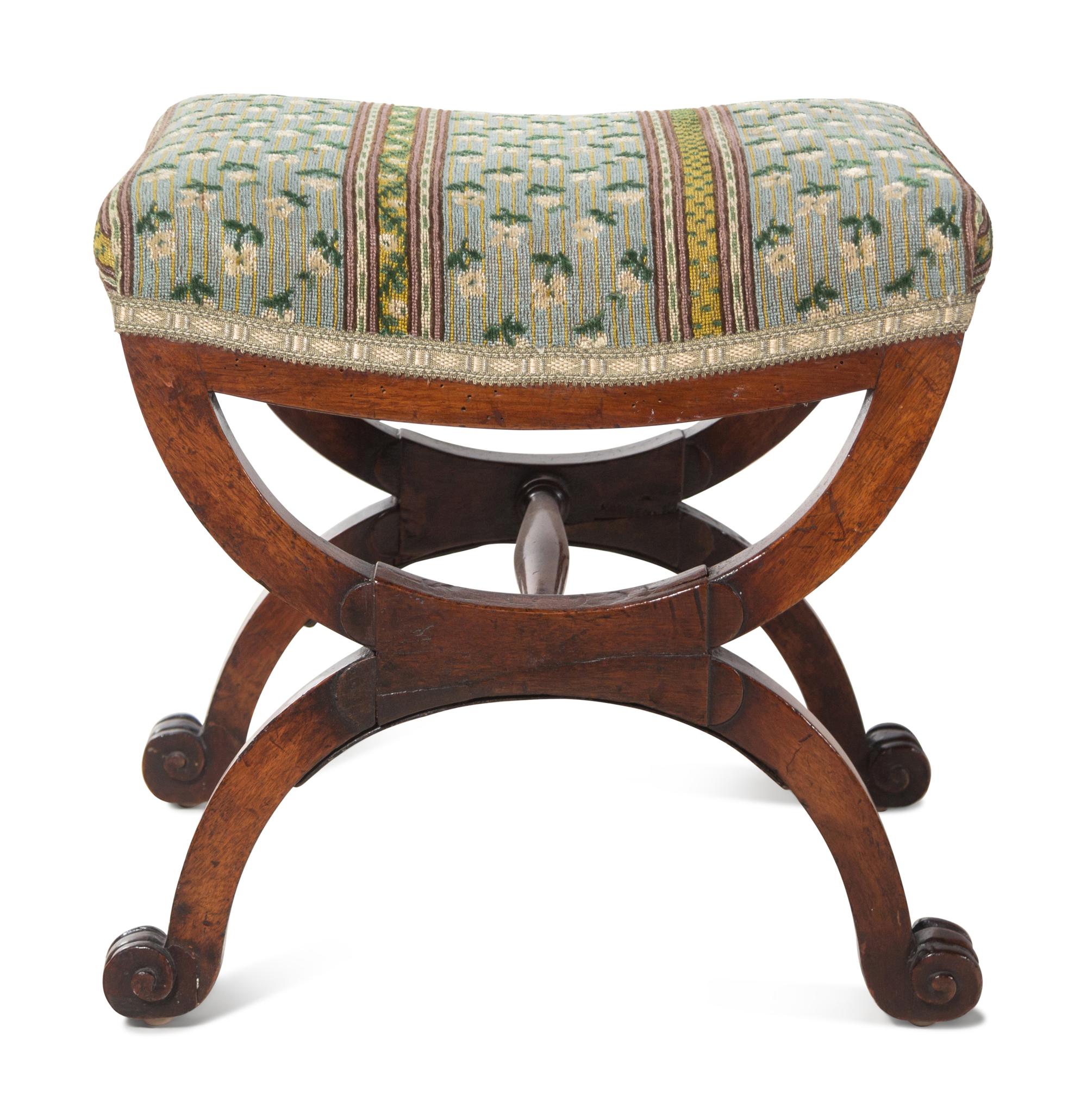 A Regency Curule Mahogany Stool