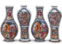Chinese Export porcelain four piece Rose Mandarin palette garniture qianlong, circa 1775