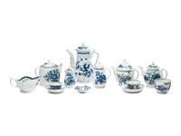 An Assembled Collection of Dr. Wall Period Worcester Cobalt Decorated Porcelain Table Articles