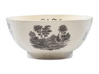 A Liverpool Transfer-Printed Creamware Punch Bowl with George Washington and Benjamin Franklin