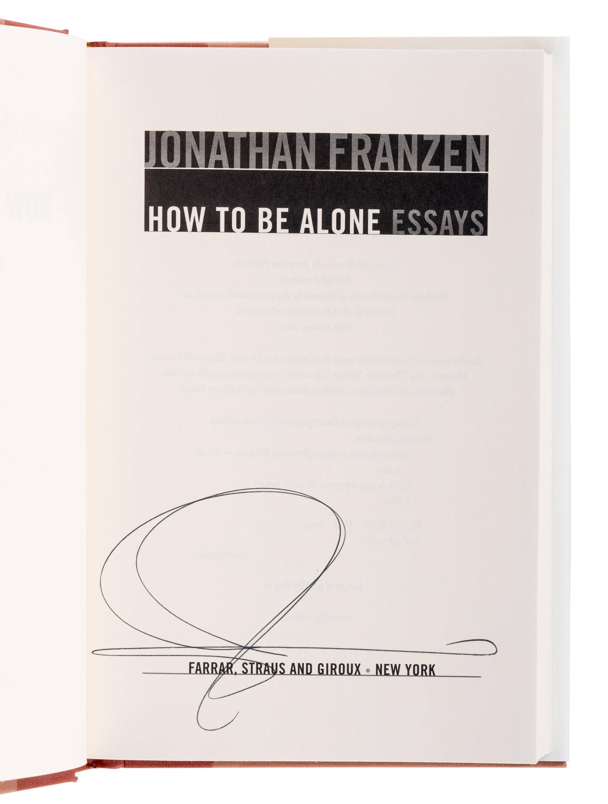 FRANZEN, Jonathan (b. 1959). A group of 5 SIGNED FIRST EDITIONS, comprising: