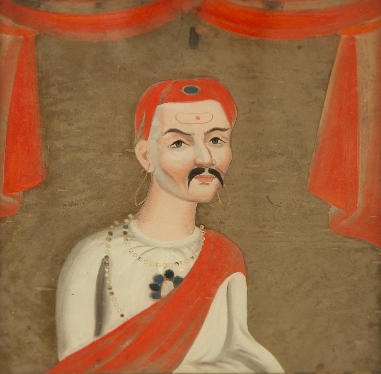 A Pair of Indian Reverse Paintings on Glass