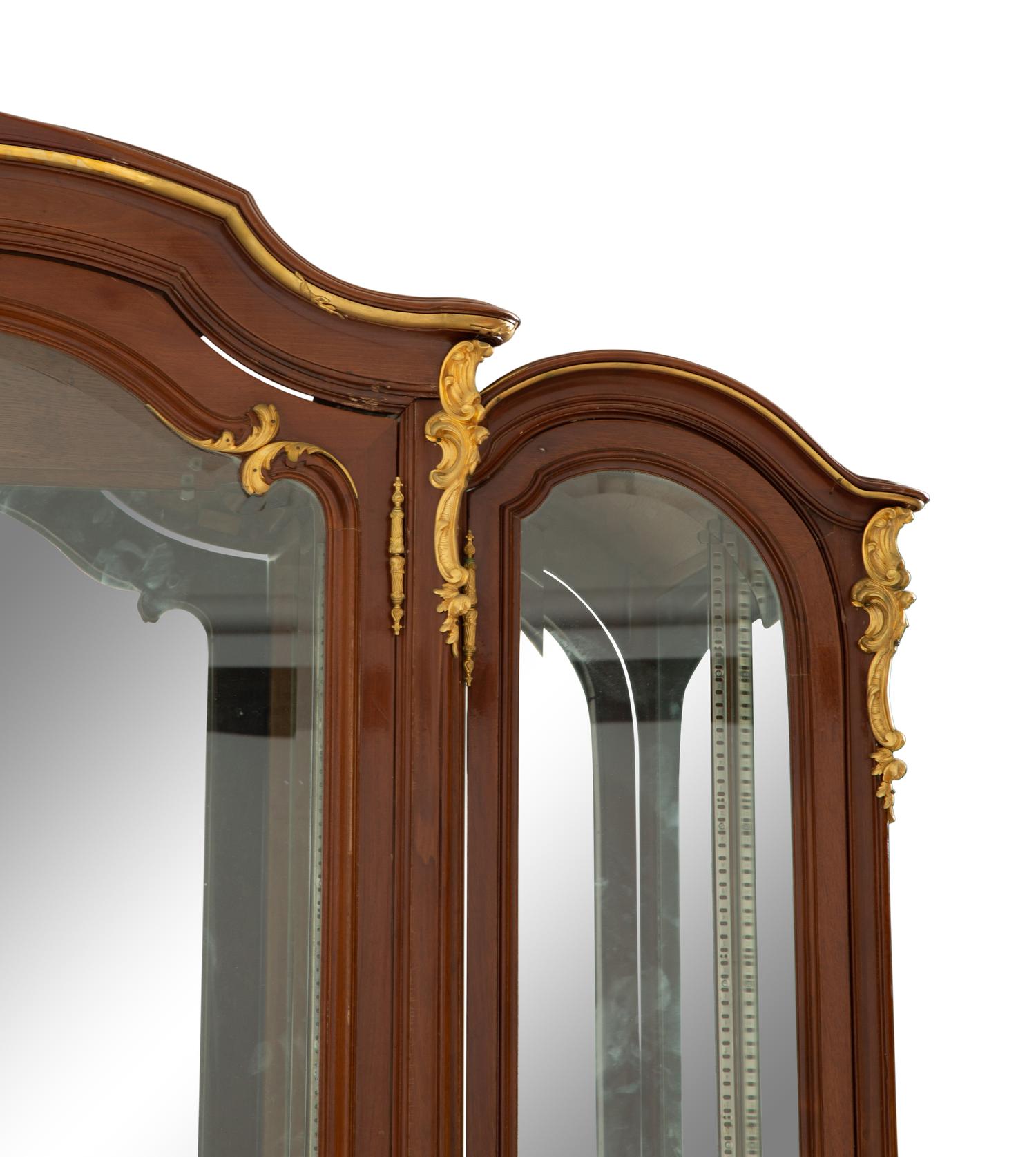 A Louis XV Style Gilt Bronze Mounted Parquetry Vitrine Cabinet