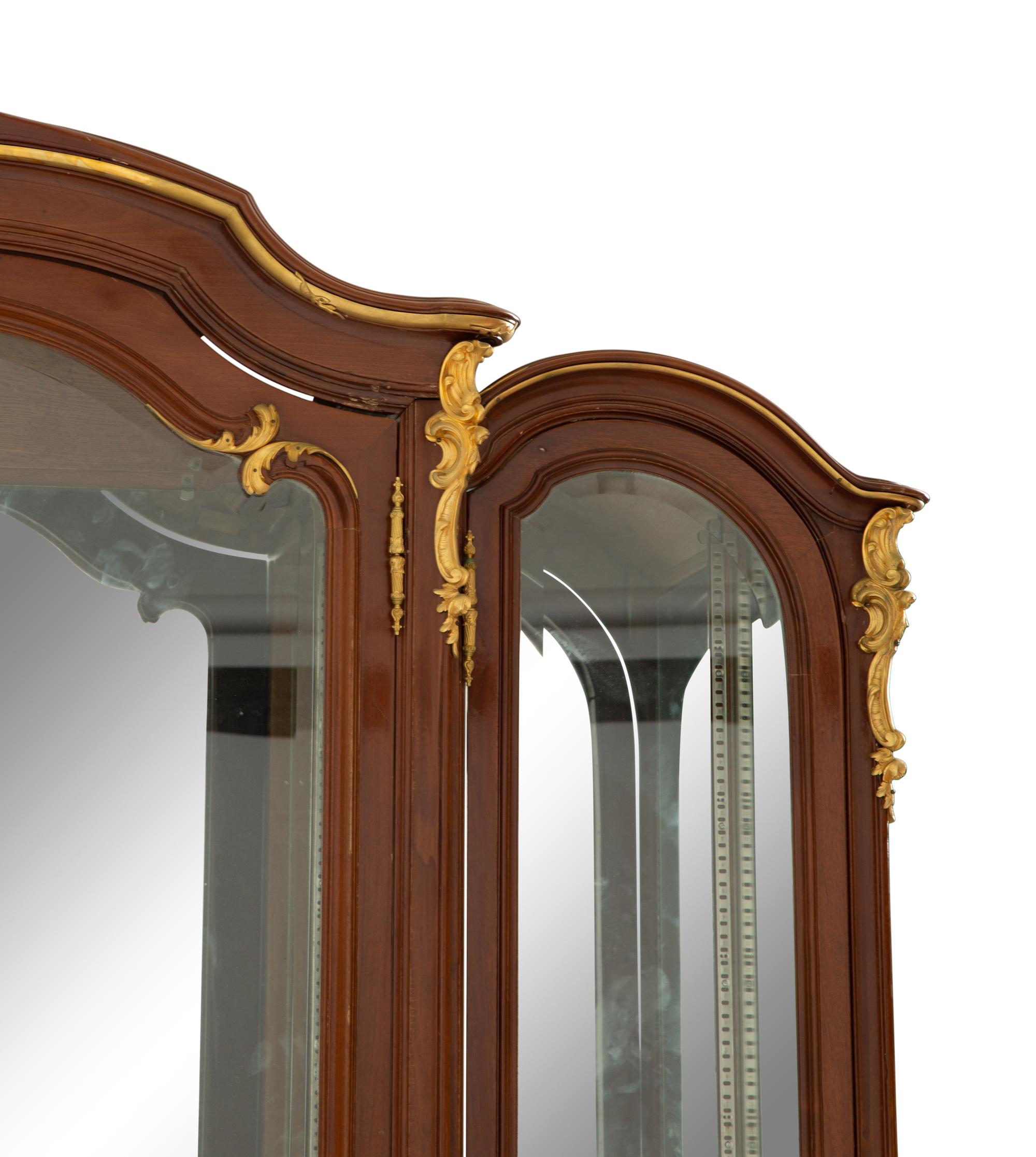 A Louis XV Style Gilt Bronze Mounted Parquetry Vitrine Cabinet