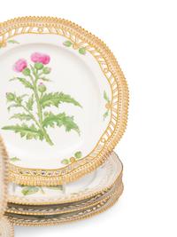 A Set of Twenty-Eight Royal Copenhagen Flora Danica Porcelain Salad Plates