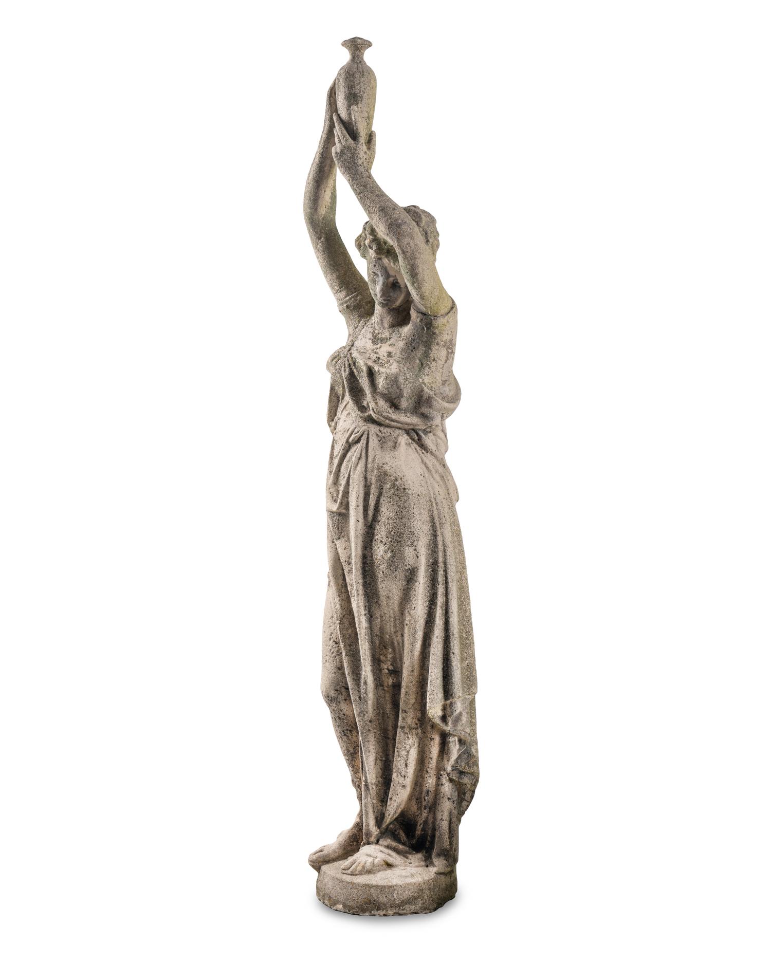 A Carved Limestone Garden Figure