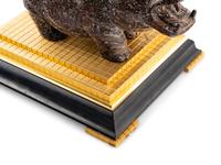 An Ormolu, Pink Quartz, Glass, Hardstone and Black Marble Hippopotamus Obelisk