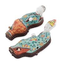 A Pair of Chinese Porcelain Medical Figures