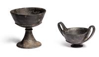 An Etruscan Bucchero Kantharos and Chalice