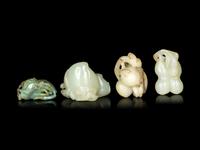 Four Chinese Jade and Jadeite 'Fruit' Carvings