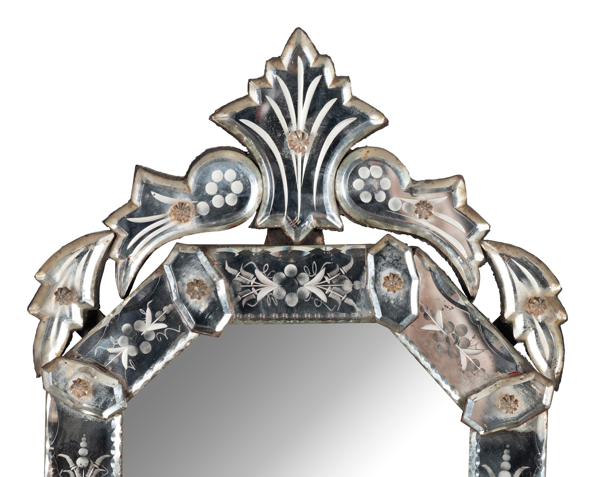 A Venetian Etched Glass Mirror