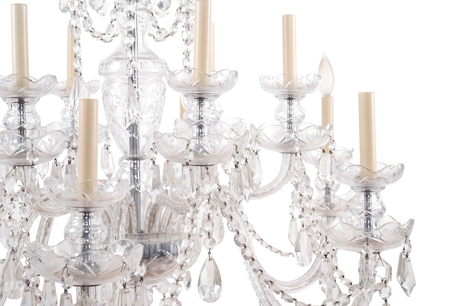 A Georgian Style Cut Glass Twelve-Light Chandelier