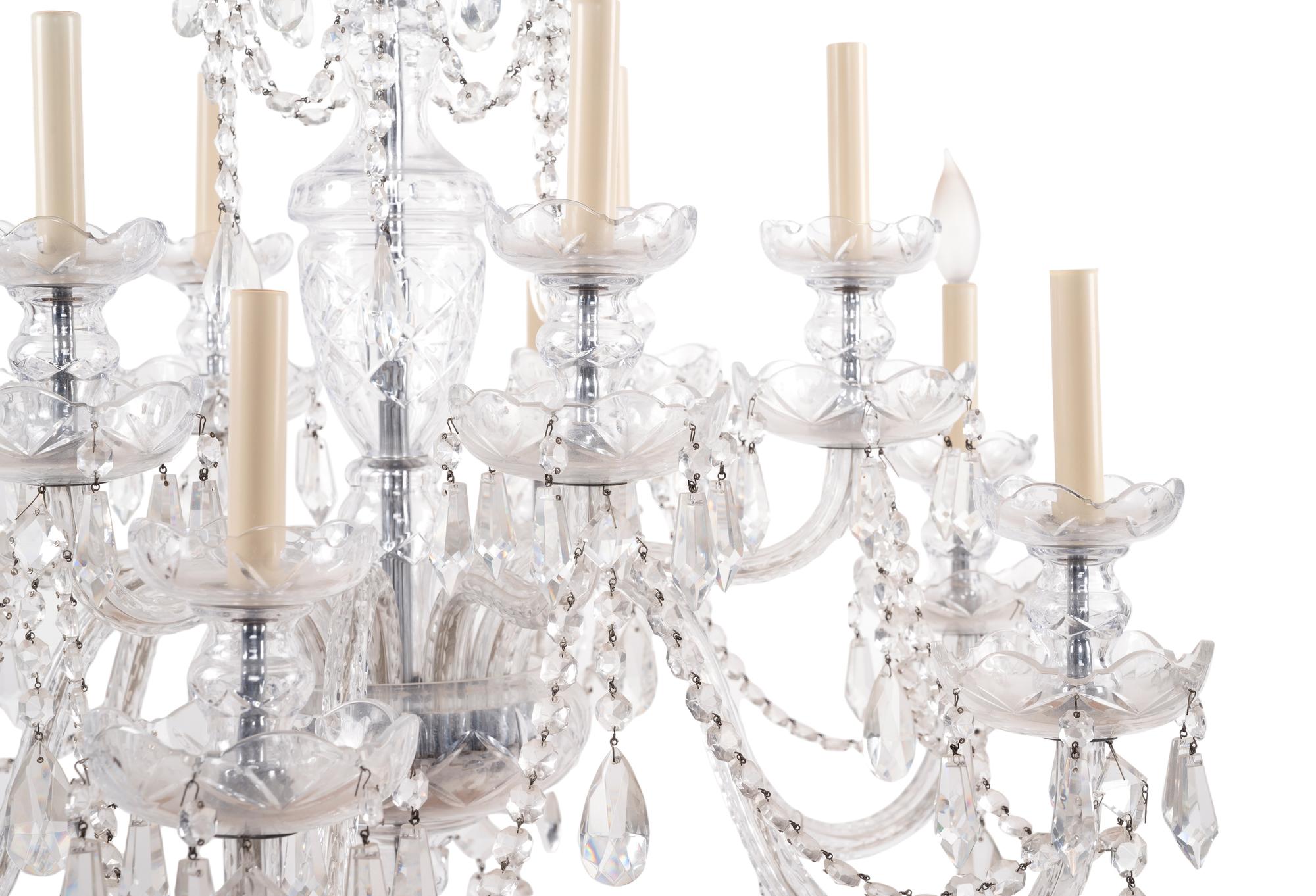 A Georgian Style Cut Glass Twelve-Light Chandelier