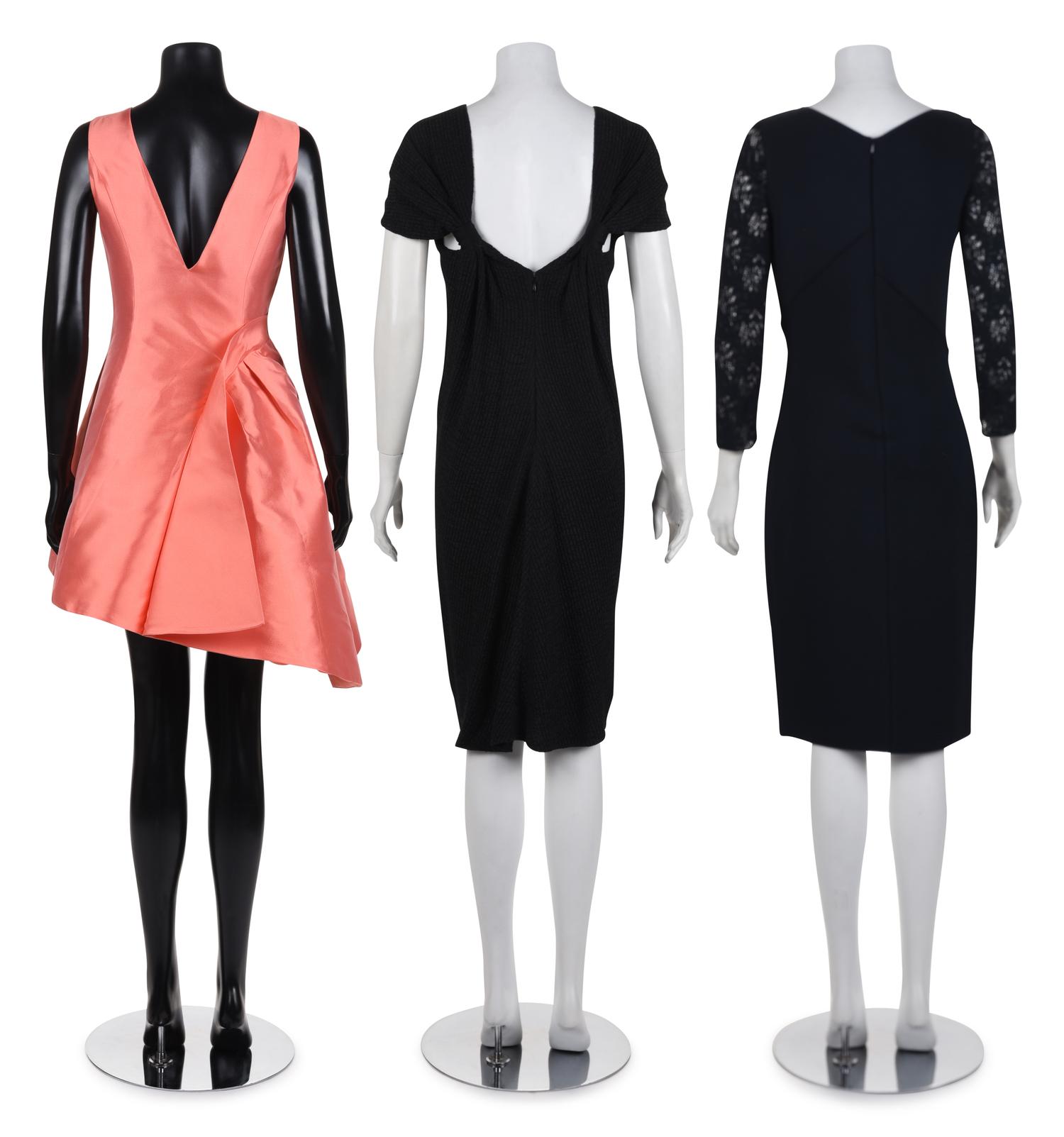 Four Designer Dresses: Two Oscar de la Renta, One Balenciaga, and One Christian Dior, 2000s