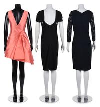 Four Designer Dresses: Two Oscar de la Renta, One Balenciaga, and One Christian Dior, 2000s