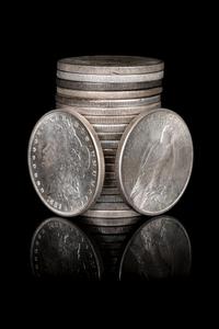 A Group of Twenty-One Morgan and Peace $1 Coins