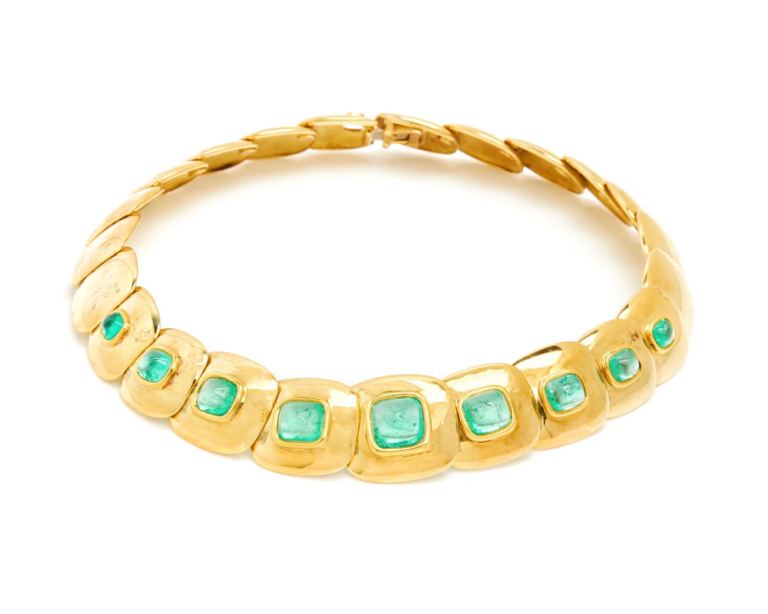 POIRAY, YELLOW GOLD AND EMERALD NECKLACE