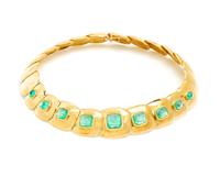 POIRAY, YELLOW GOLD AND EMERALD NECKLACE