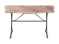 A Black Painted Iron Marble-Top Console Table