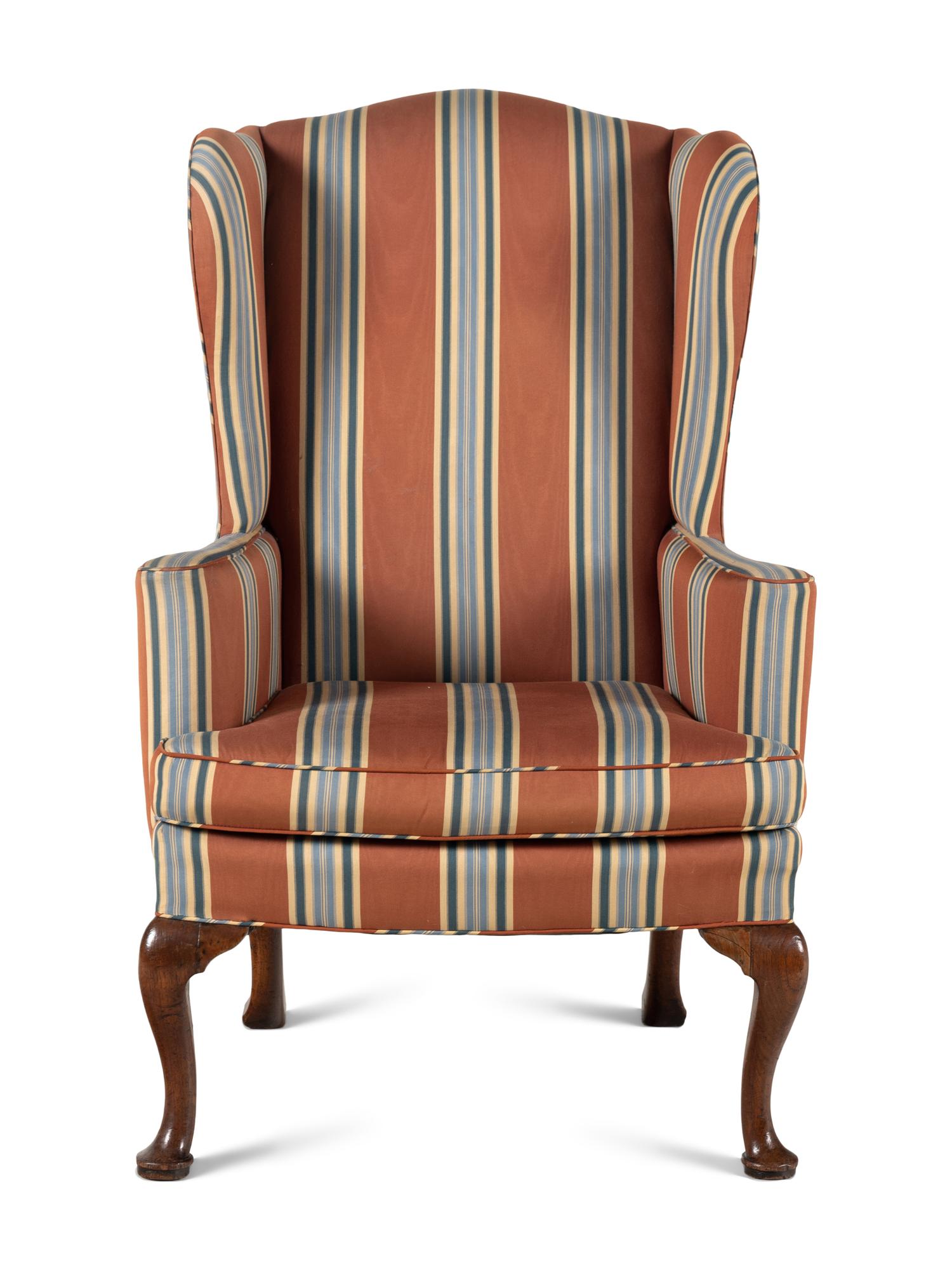 A Queen Anne Walnut Wingback Armchair