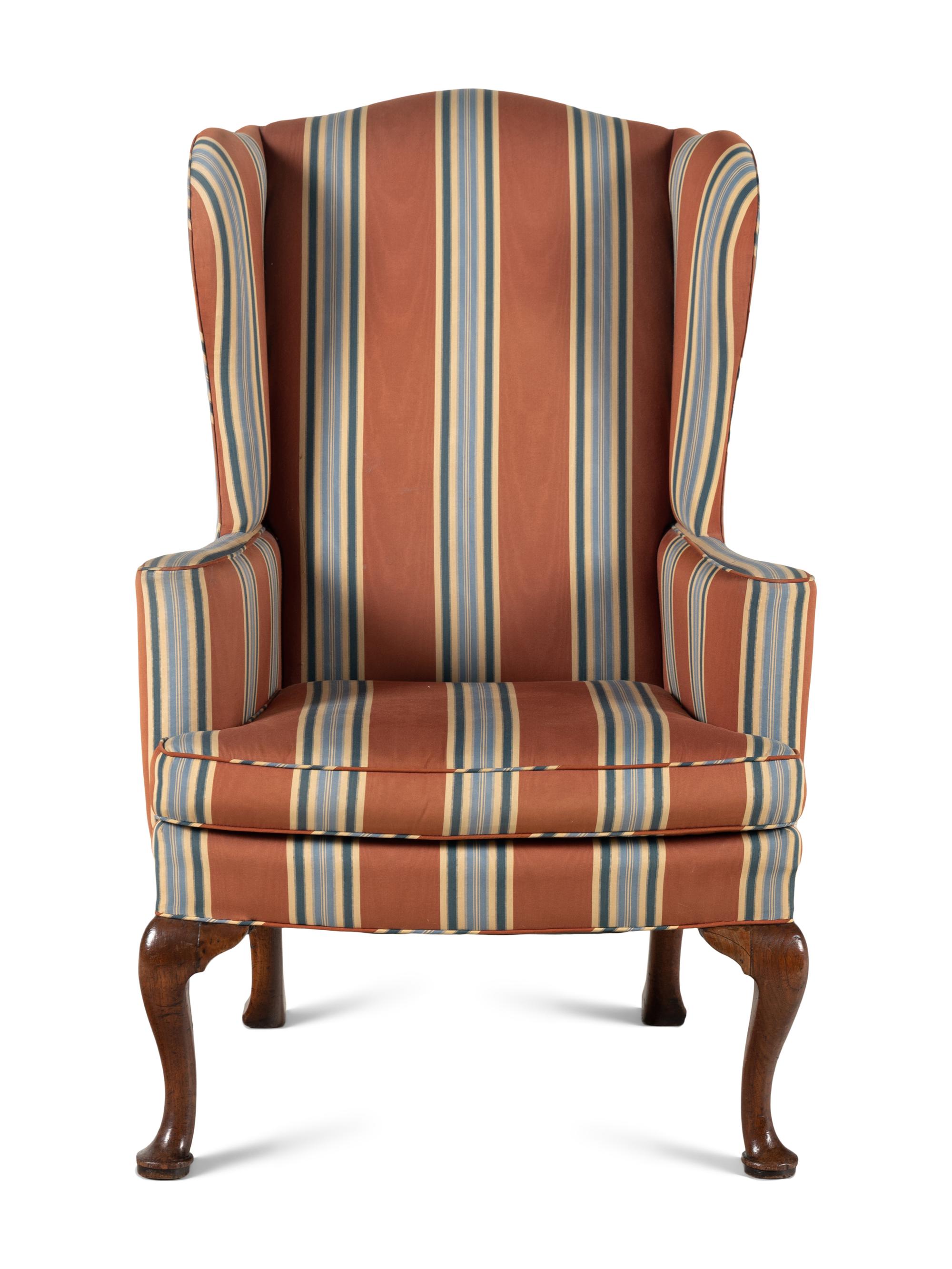 A Queen Anne Walnut Wingback Armchair
