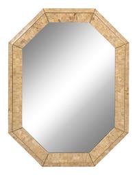 A Maitland Smith Stone Tiled and Brass Inlaid Octagonal Mirror — 20TH CENTURY