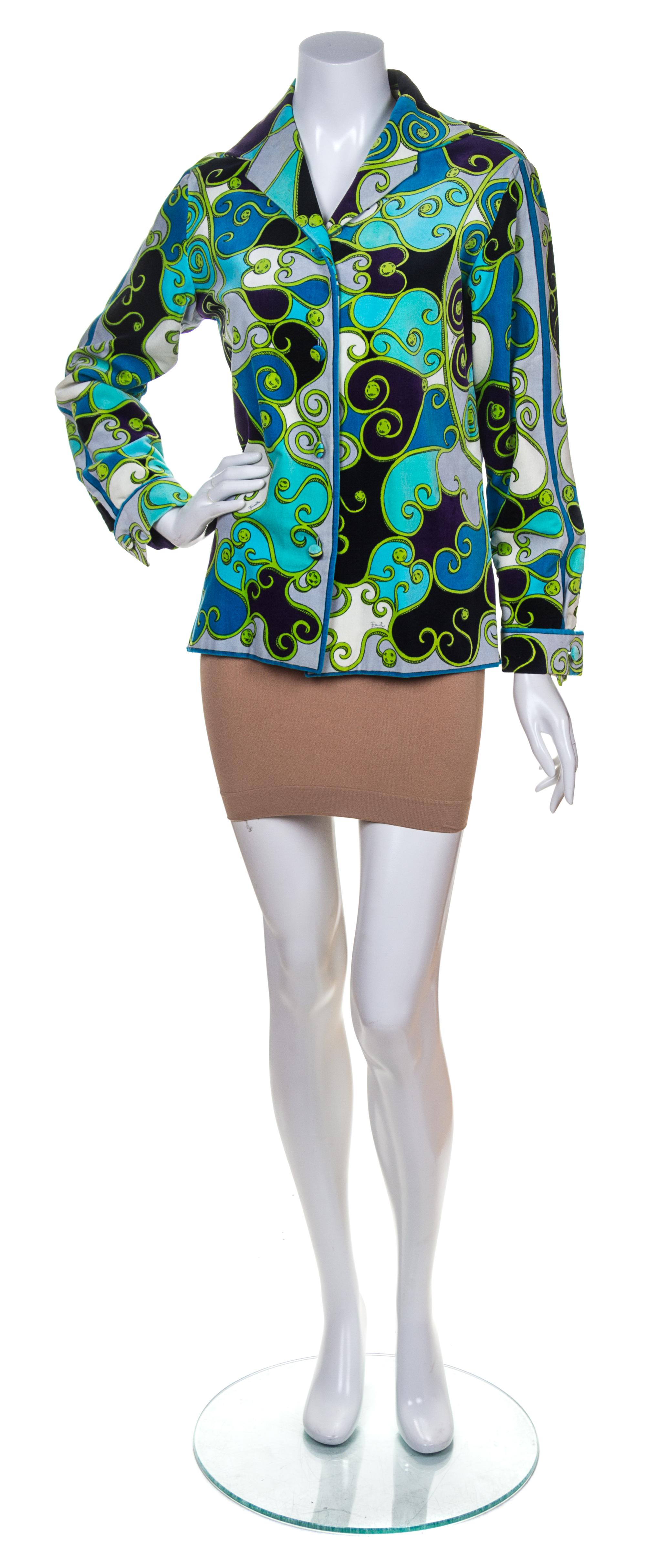 A Emilio Pucci Velvet Multicolor Blazer, Size 12.