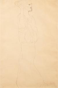 Untitled (Standing, forearms raised, facing right)