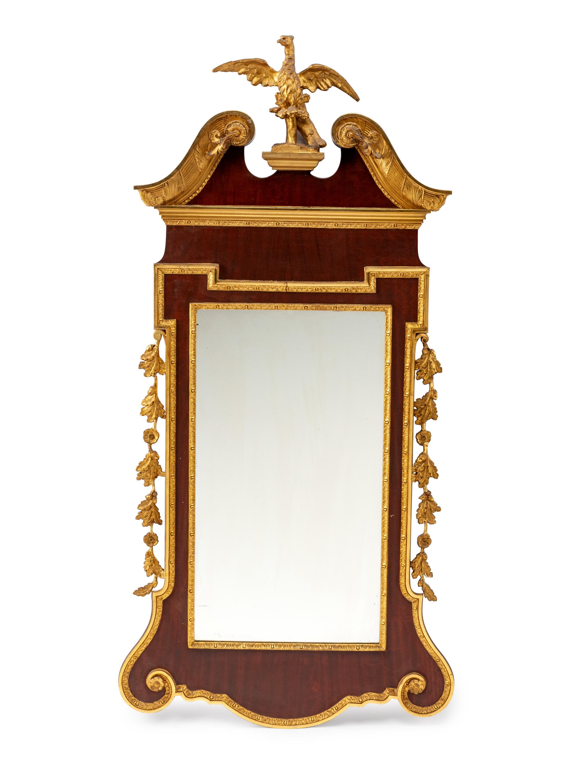 A George II Style Parcel Gilt Mahogany Mirror