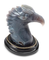 A Pair of Carved Blue Agate Eagle Head Ornaments