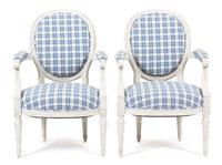 A Pair of Louis XVI Style Oval Back Fauteuils Height 35 inches. — 20TH CENTURY
