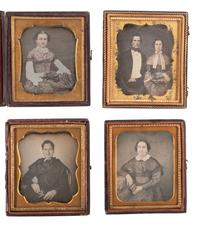[EARLY PHOTOGRAPHY]. A group of 23 daguerreotypes featuring subjects posed with cased images, including: