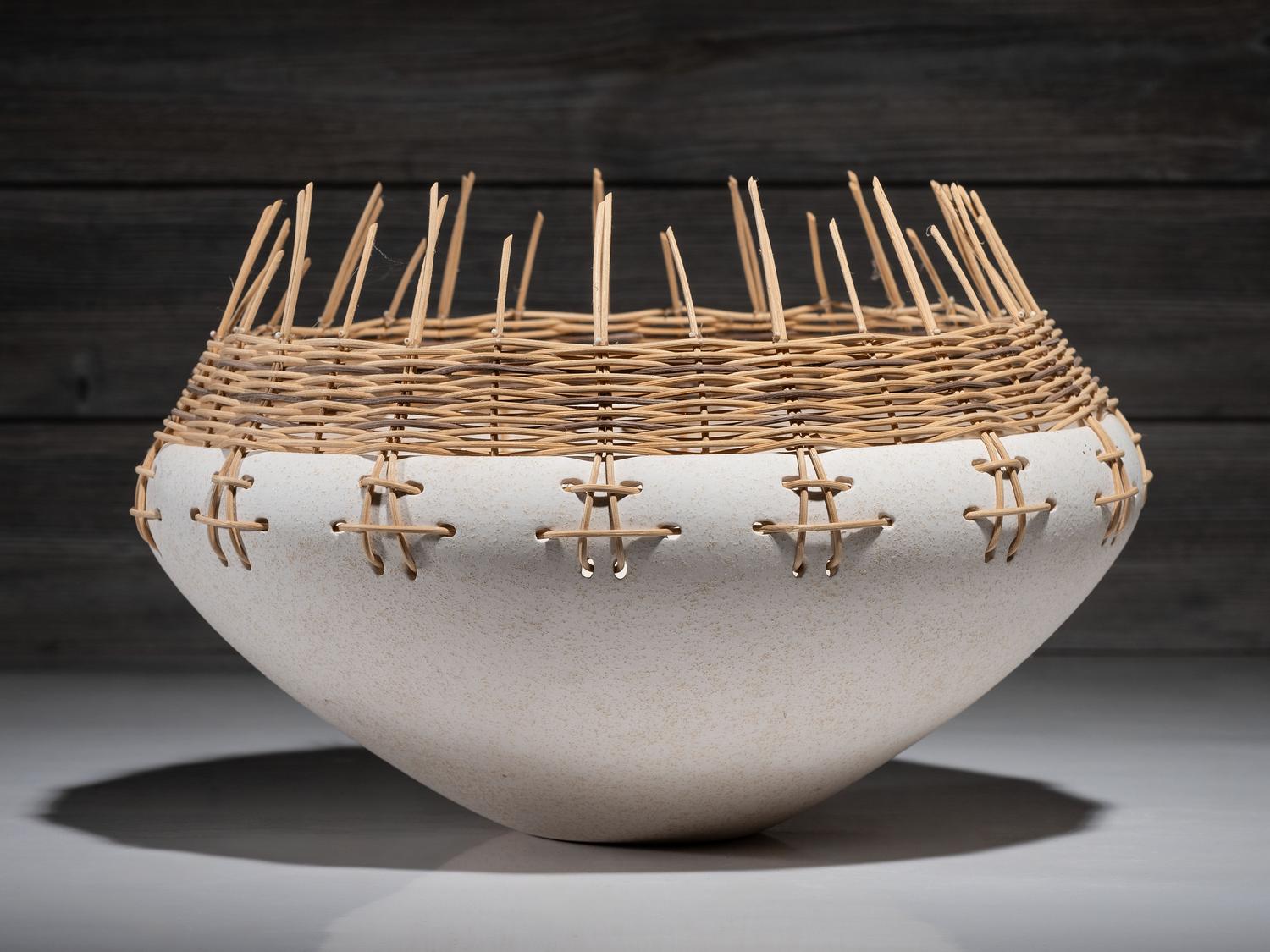 Pottery Bowl with Basketry Rim