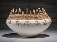 Pottery Bowl with Basketry Rim