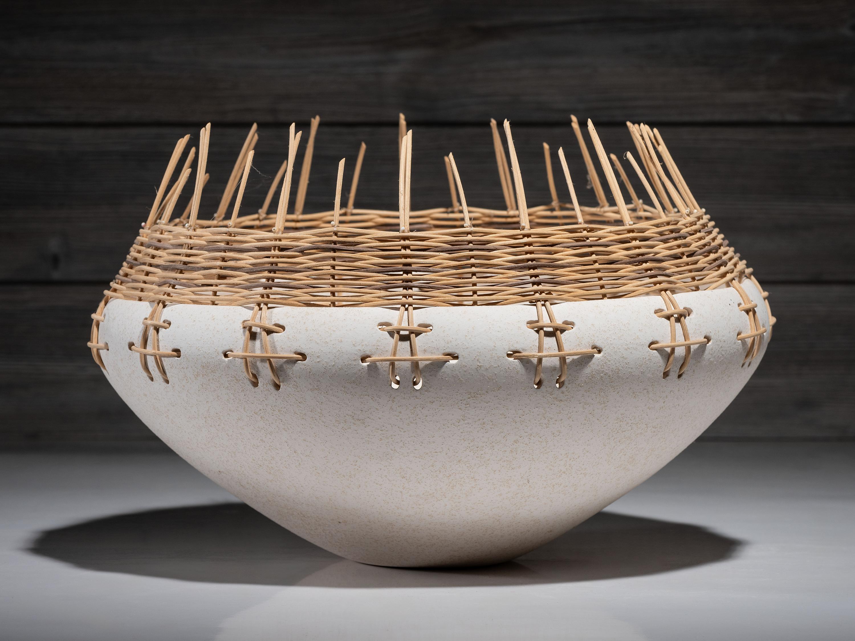 Pottery Bowl with Basketry Rim