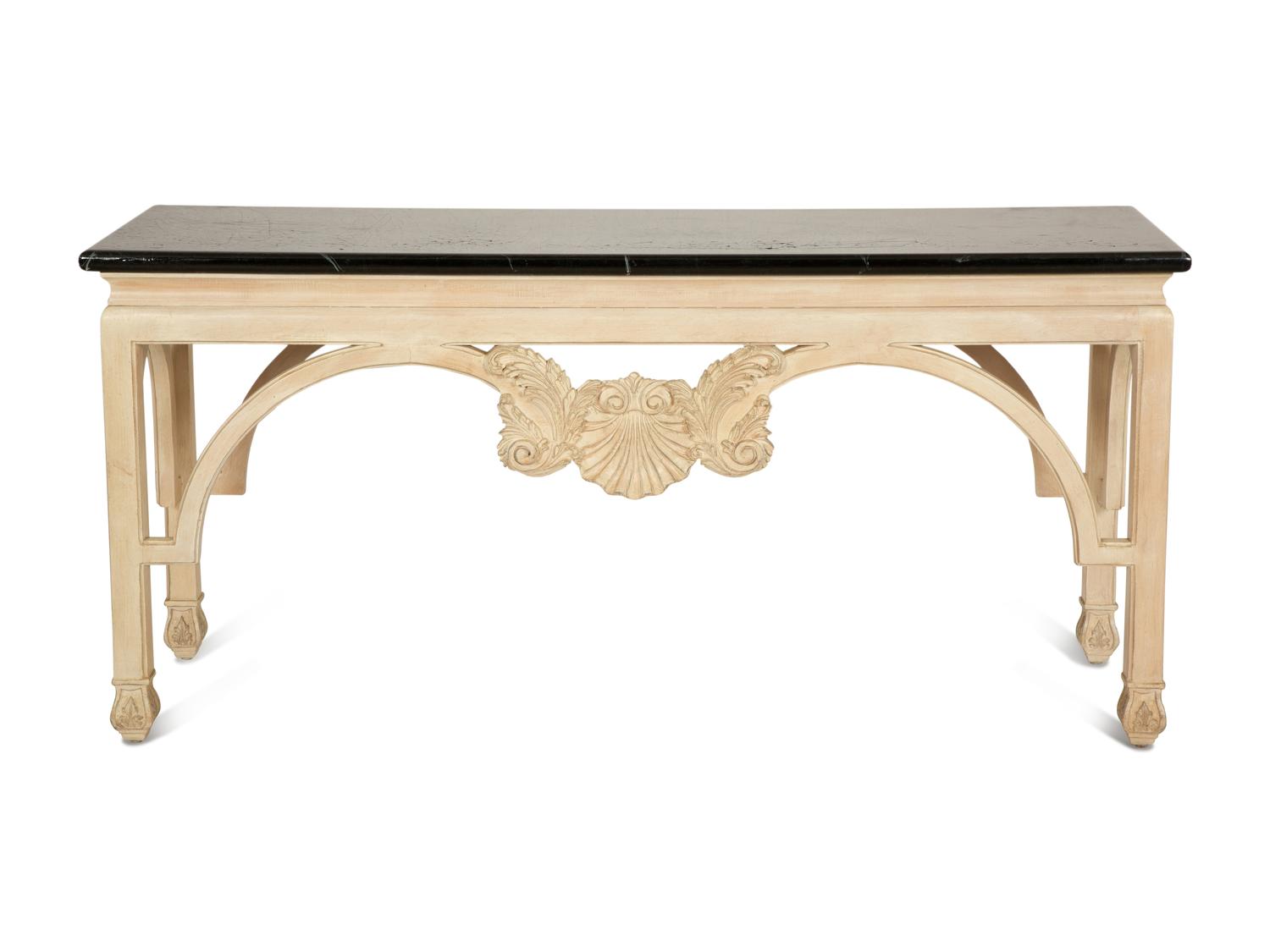 An Italian Painted Console Table with Faux Marble Top