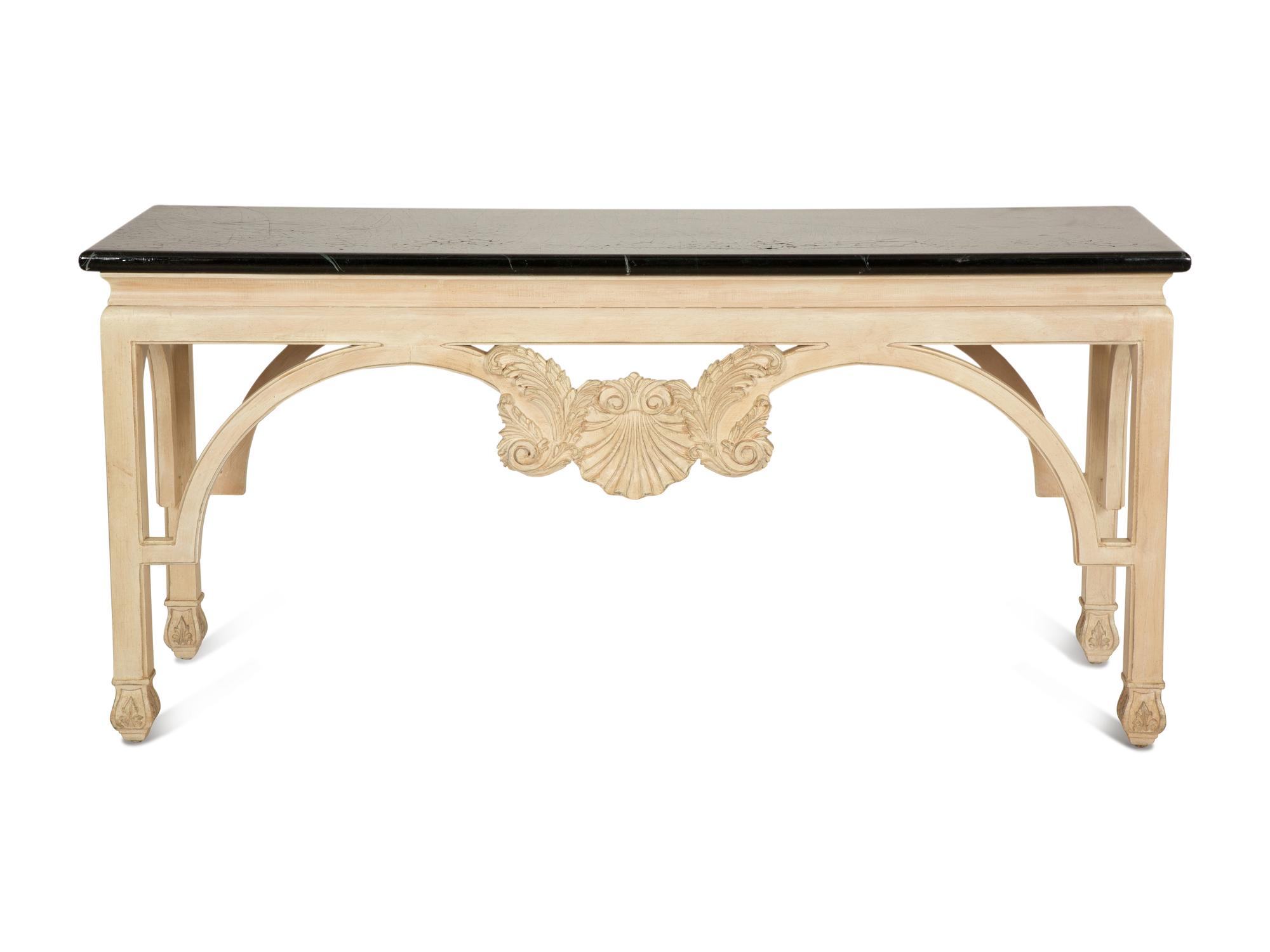 An Italian Painted Console Table with Faux Marble Top