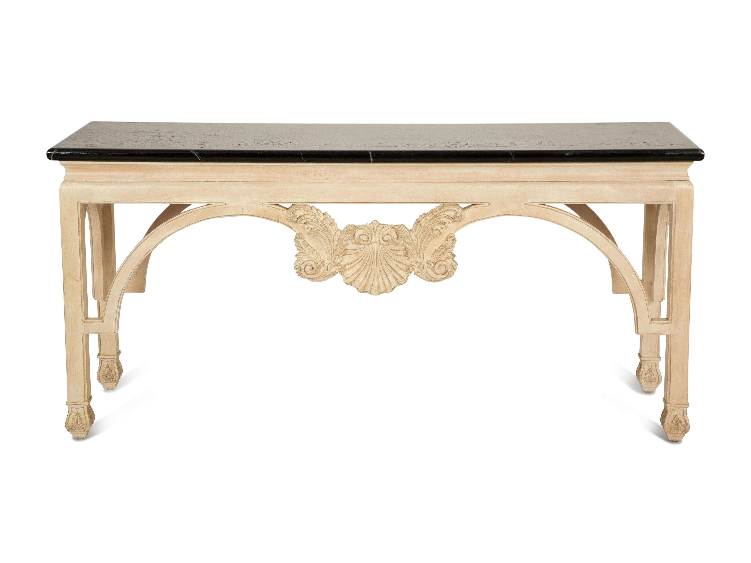 An Italian Painted Console Table with Faux Marble Top