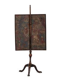 A George I Carved Walnut and Needlework Paneled Pole Screen